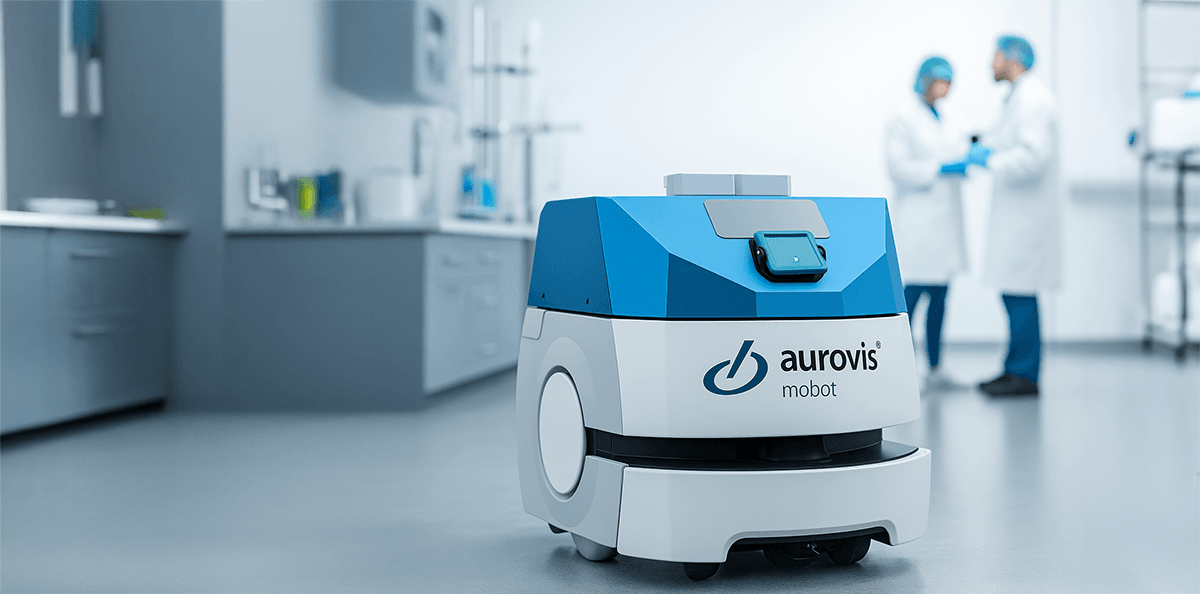 Visualisierung: Aurovis-Mobot in einer KI-generierten Laborumgebung